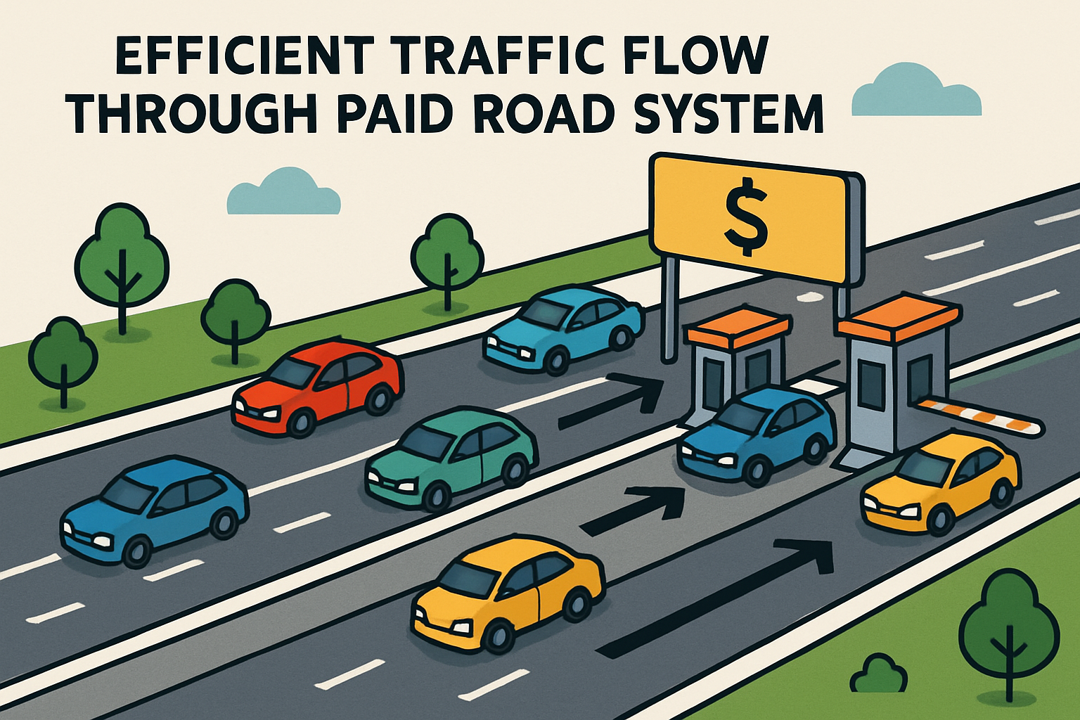 Efficient traffic flow through paid road system
